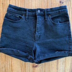 Madewell High Rise Black Denim Shorts (27)